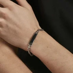 Bracelet Identite Argent Blanc Ilias Oxyde De Zirconium
