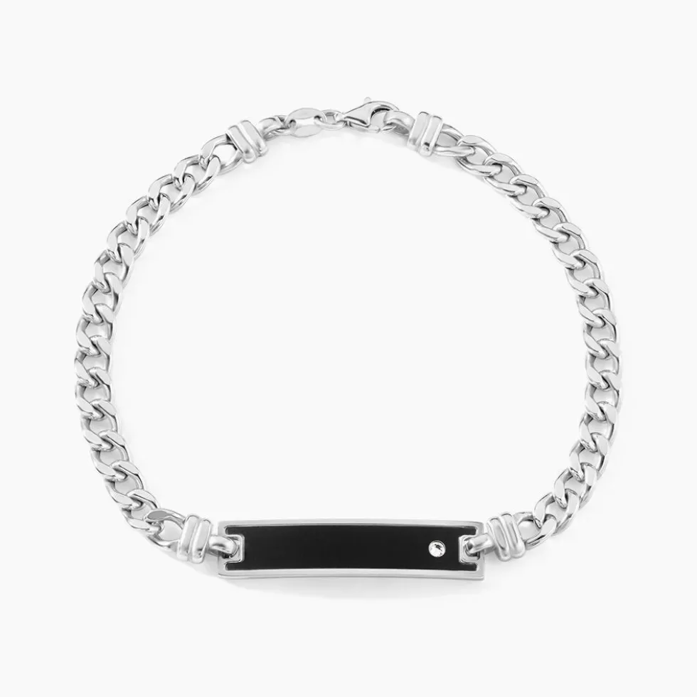 Bracelet Identite Argent Blanc Ilias Oxyde De Zirconium