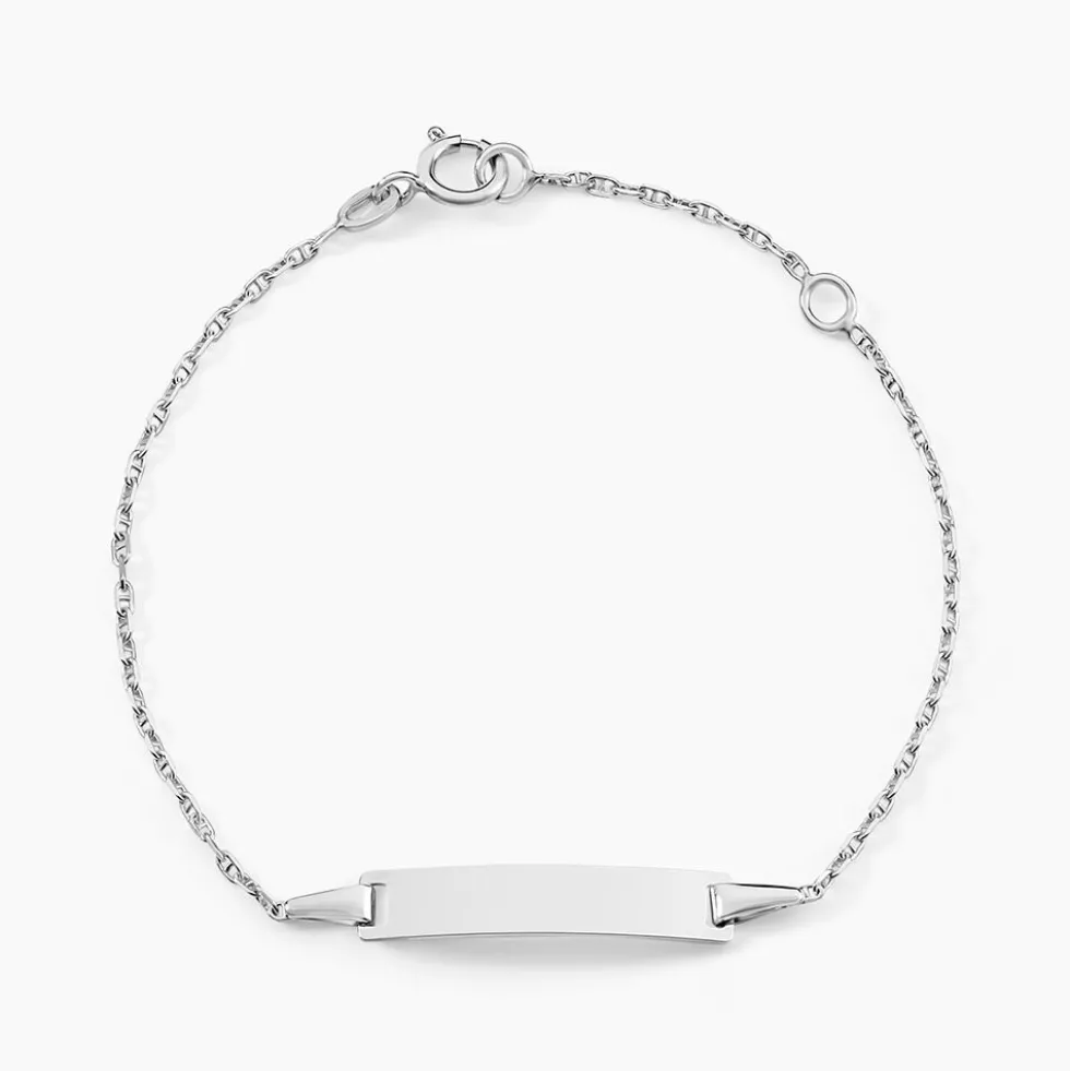Bracelet Identité Esta Maille Forçat Or Blanc