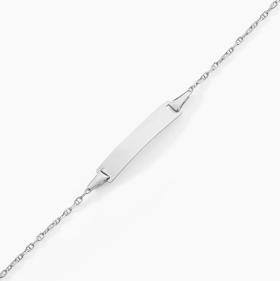 Bracelet Identité Esta Maille Forçat Or Blanc