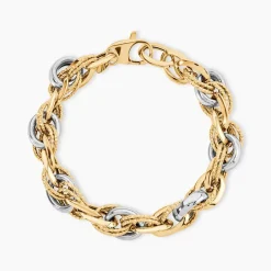 Bracelet Joice Maille Alternée Et Godronne Or Bicolore