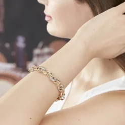 Bracelet Joice Maille Alternée Et Godronne Or Bicolore