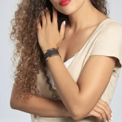 Bracelet Jonc Acier Rose