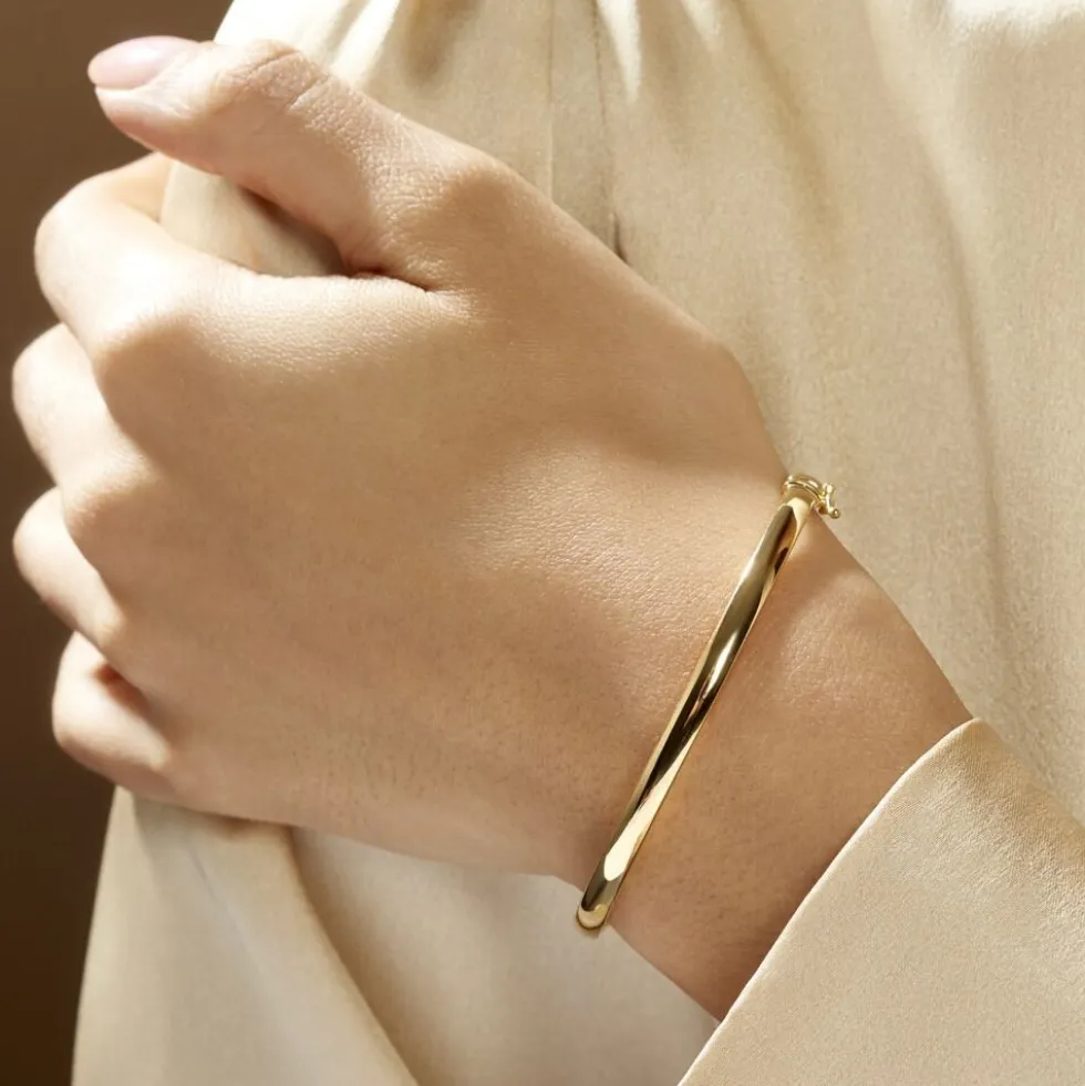 Bracelet Jonc Cynthia Fil Plat Lisse Or Jaune