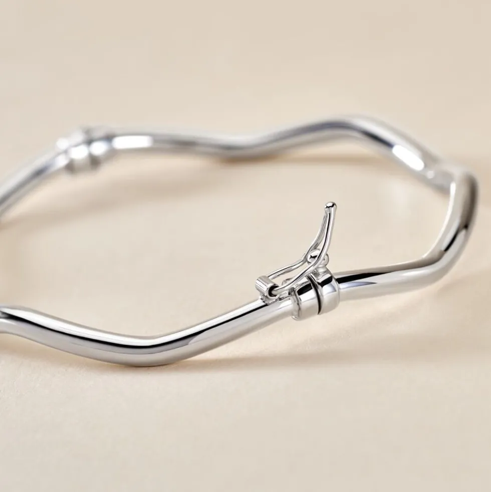 Bracelet Jonc Jennie Ondule Or Blanc