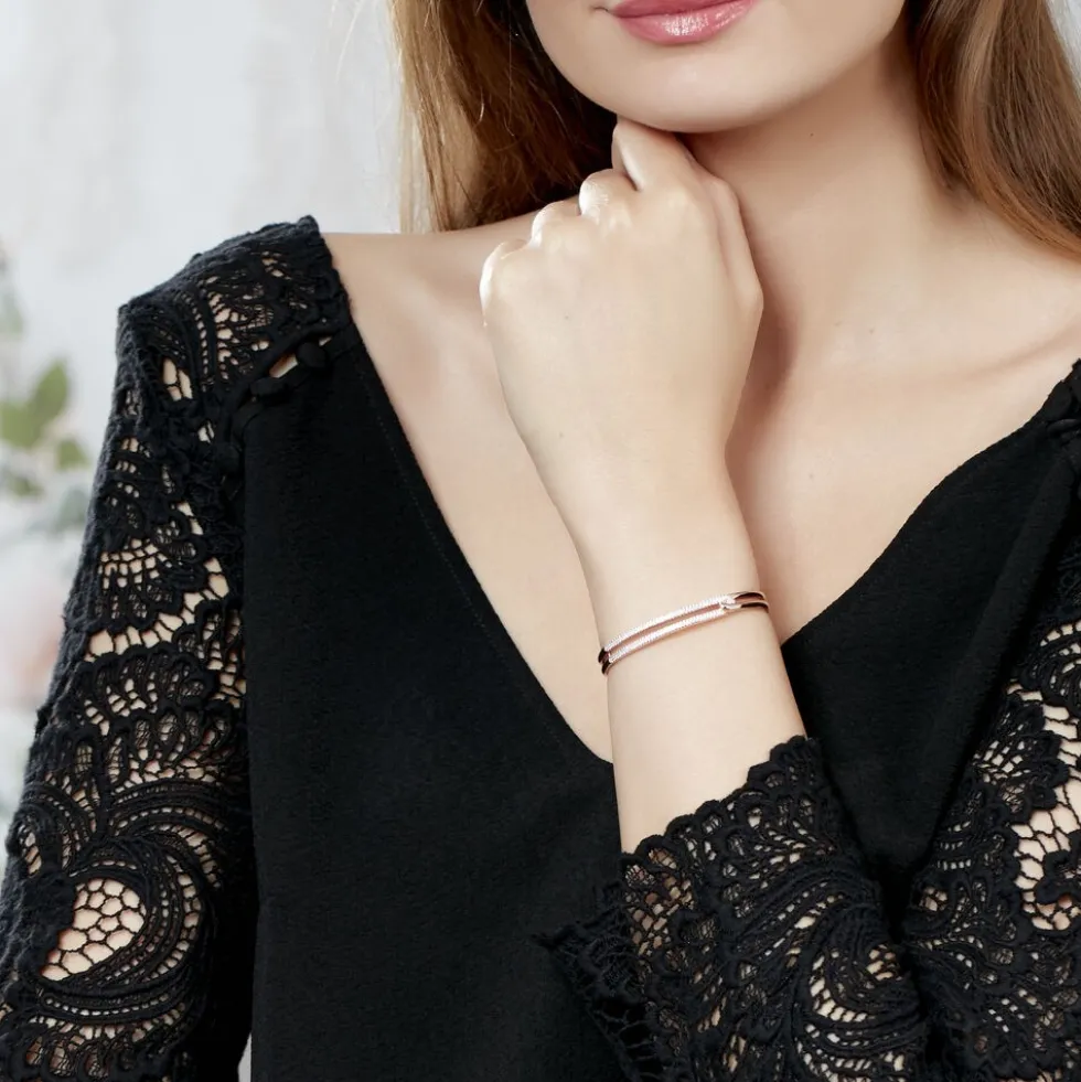 Bracelet Jonc Jessie Argent Rose Oxyde De Zirconium