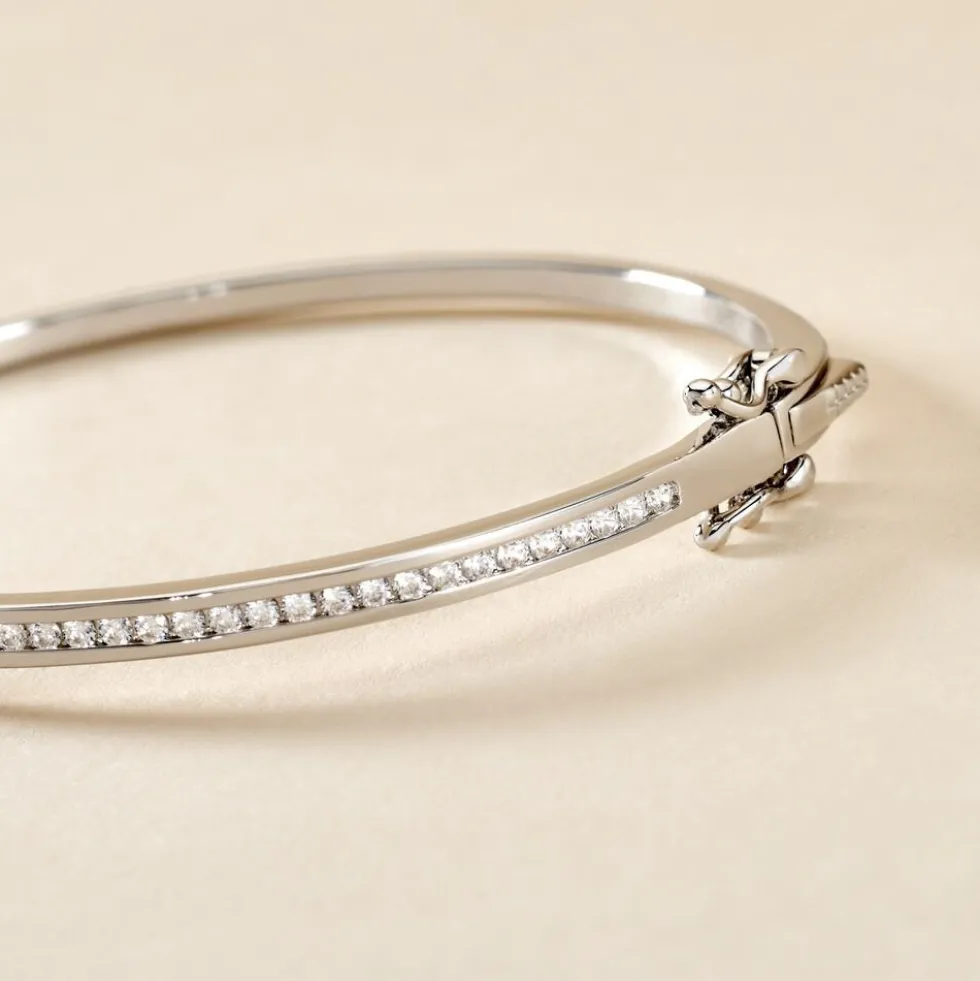 Bracelet Jonc Laurianne Argent Blanc Oxyde De Zirconium