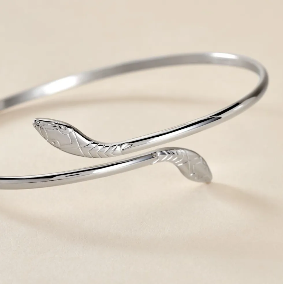 Bracelet Jonc Maisha Argent Blanc