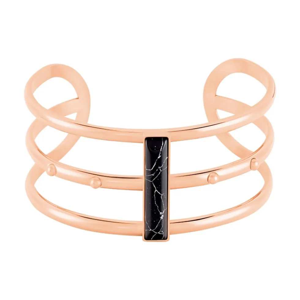 Bracelet Jonc Medina Acier Rose Pierre De Synthese