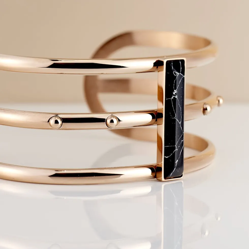Bracelet Jonc Medina Acier Rose Pierre De Synthese