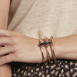 Bracelet Jonc Medina Acier Rose Pierre De Synthese