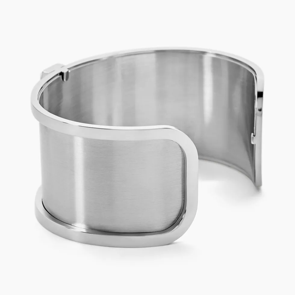 Bracelet Jonc Melvyna Acier Blanc Pierre De Synthese