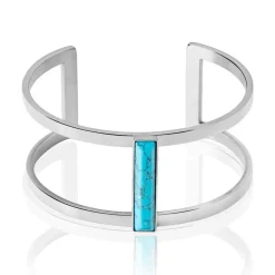 Bracelet Jonc Merylie Acier Blanc Pierre De Synthese