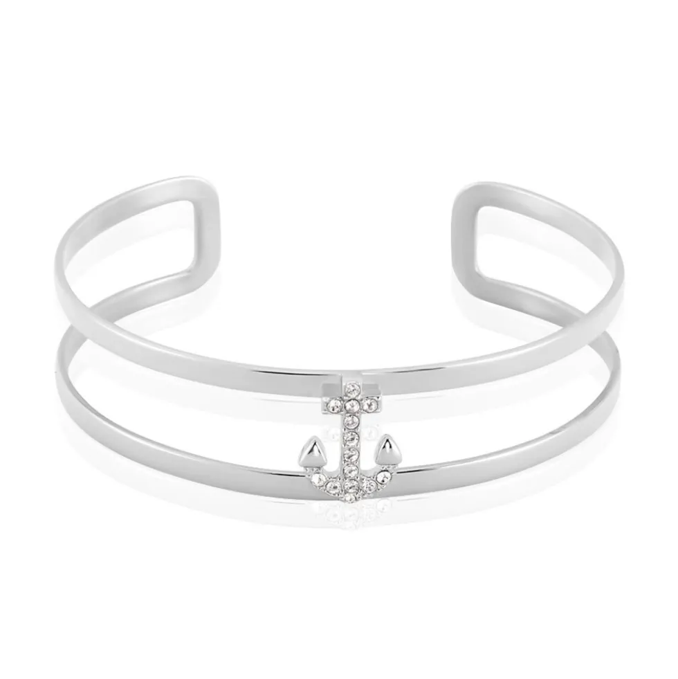 Bracelet Jonc Meysa Acier Blanc Strass