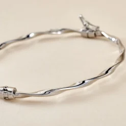 Bracelet Jonc Nathaelae Argent Blanc