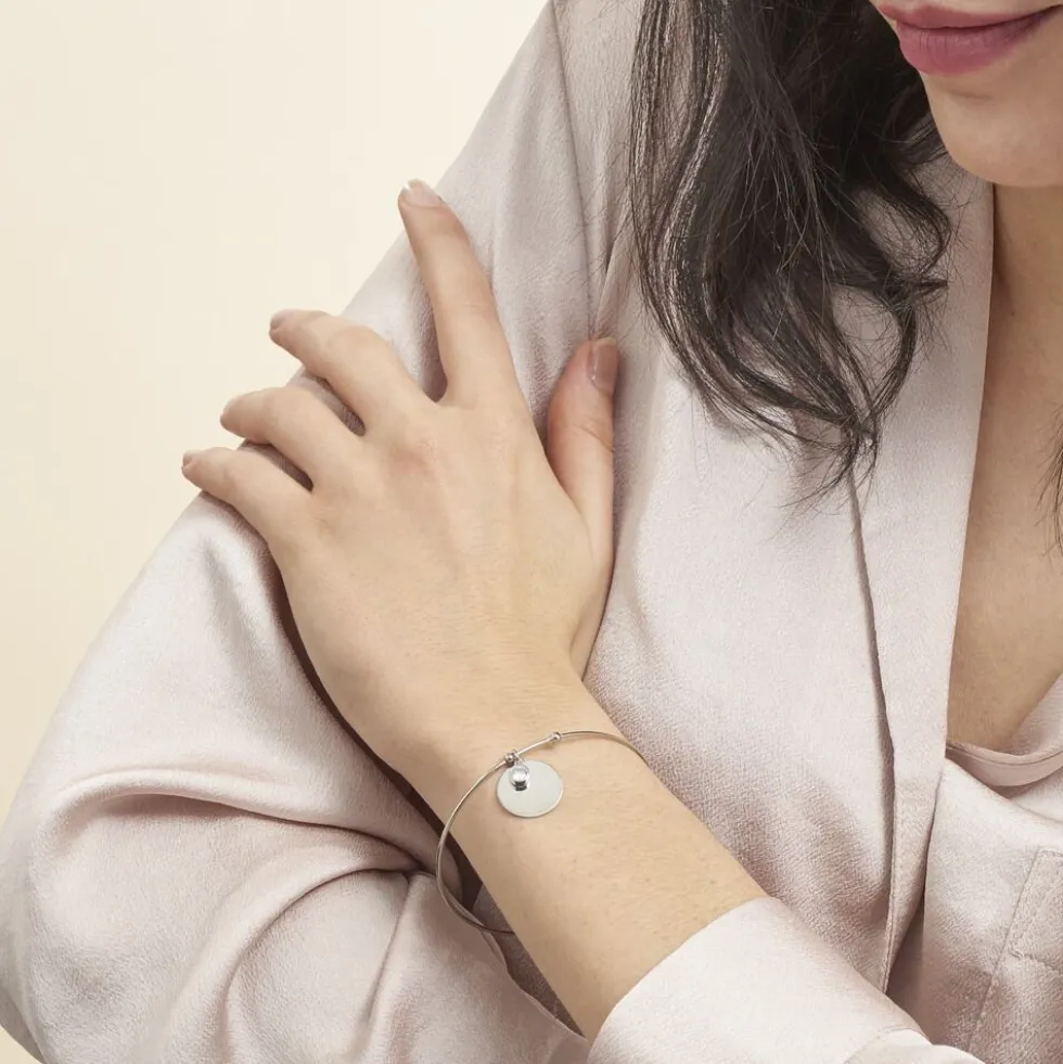 Bracelet Jonc Paula Argent Blanc Oxyde De Zirconium