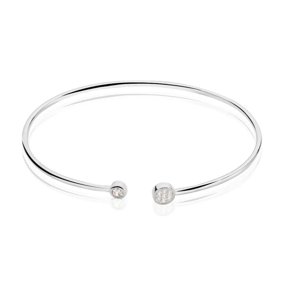 Bracelet Jonc Perline Argent Blanc Oxyde De Zirconium