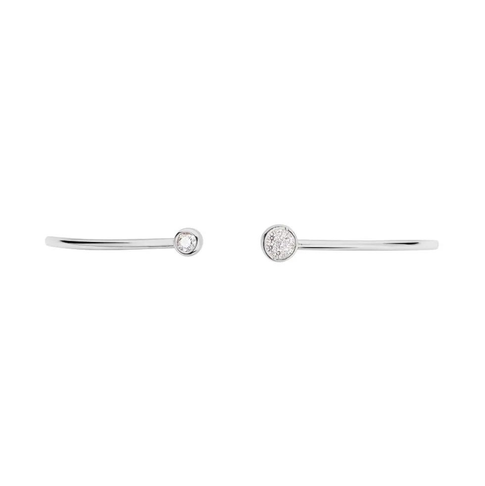 Bracelet Jonc Perline Argent Blanc Oxyde De Zirconium