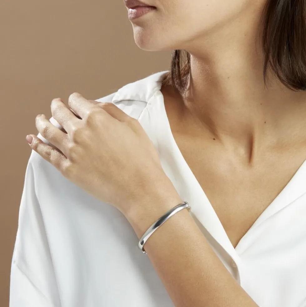 Bracelet Jonc Thaira Argent Blanc
