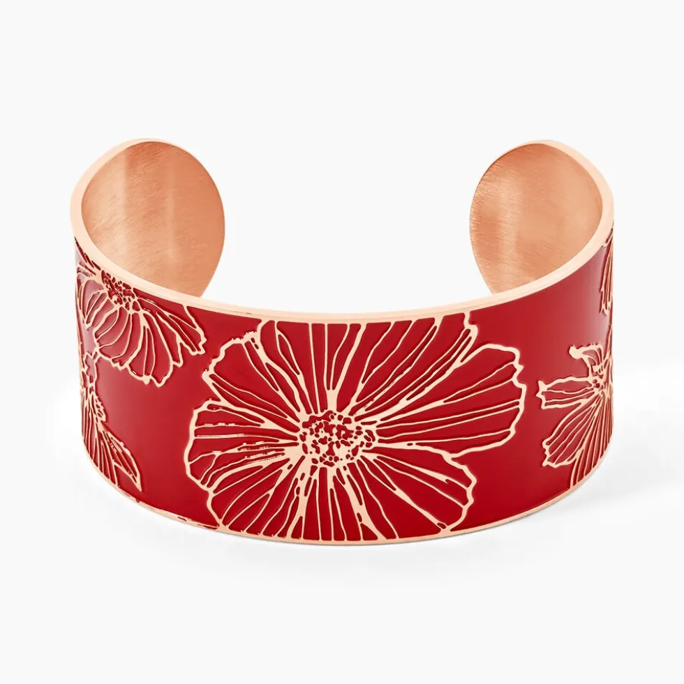 Bracelet Jonc Willem Acier Rose Smalto Rouge