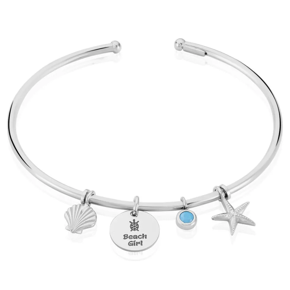 Bracelet Jonc Zerane Argent Blanc Oxyde De Zirconium