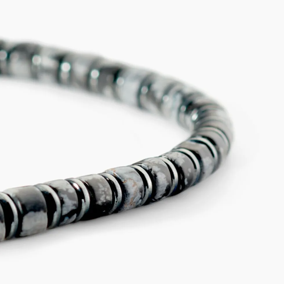 Bracelet Jourdan Acier Blanc Obsidienne Hématite