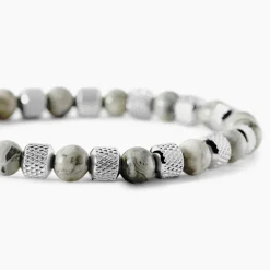 Bracelet Jourdan Acier Blanc Jaspe Africain