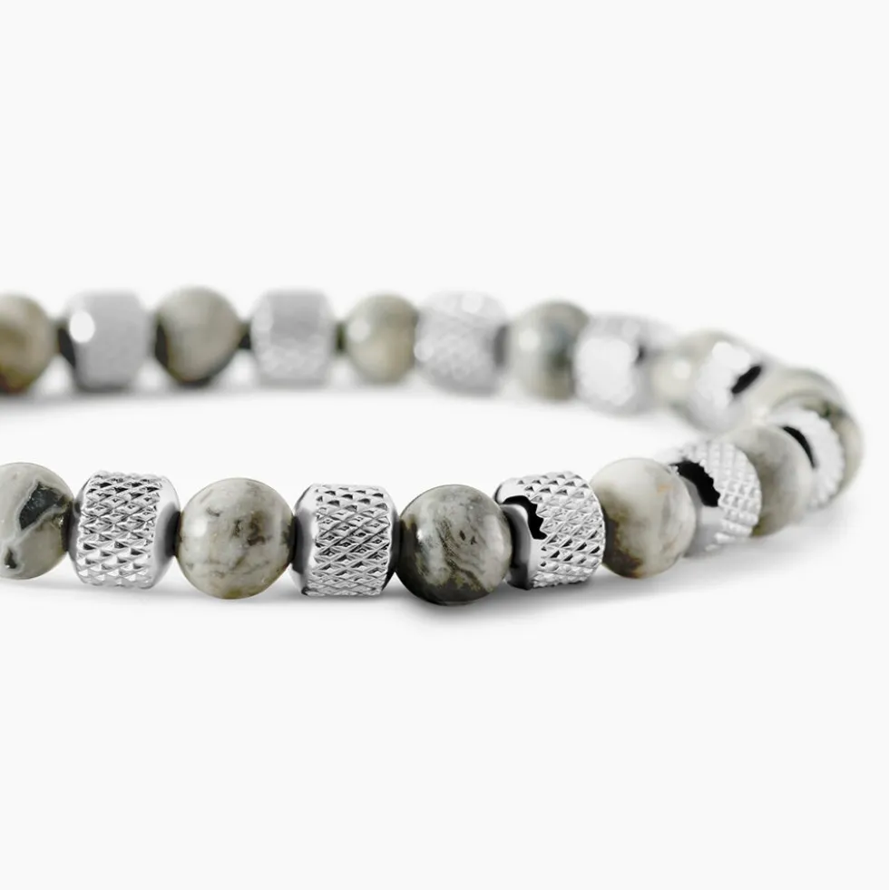 Bracelet Jourdan Acier Blanc Jaspe Africain