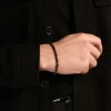 Bracelet Jourdan Acier Blanc Pierre De Synthese Bronzite Agate