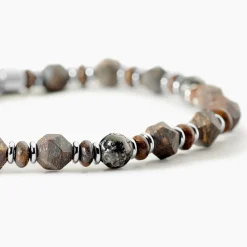 Bracelet Jourdan Acier Blanc Pierre De Synthese Bronzite