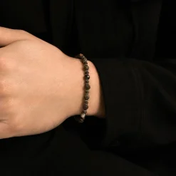 Bracelet Jourdan Acier Blanc Pierre De Synthese Bronzite