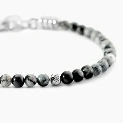 Bracelet Jourdan Acier Blanc Obsidienne
