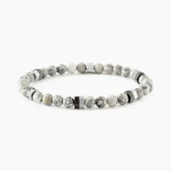 Bracelet Jourdan Acier Blanc Jaspe Africain