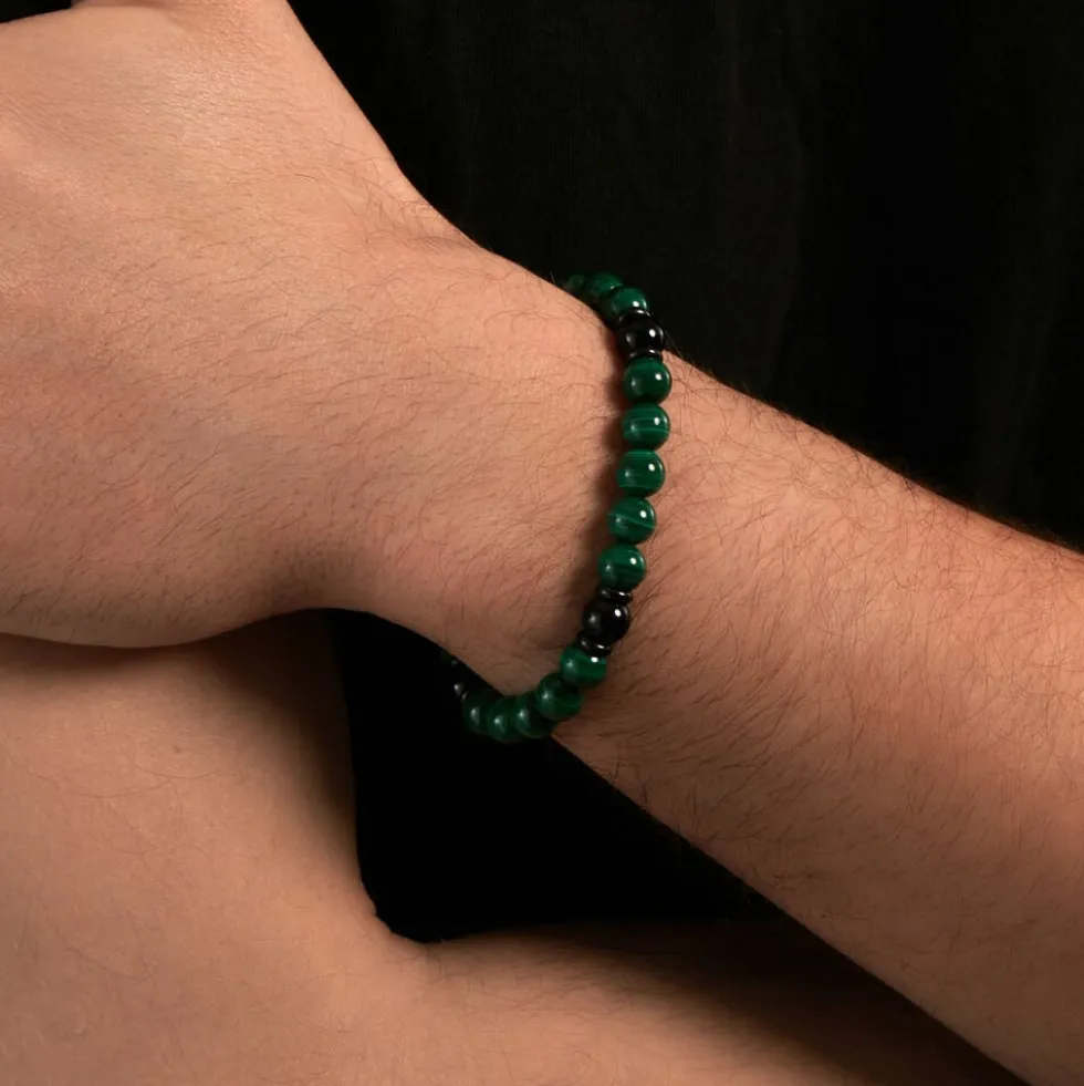 Bracelet Jourdan Acier Noir Malachite