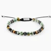 Bracelet Jourdan Archimedes Acier Argenté Oeil De Tigre Turquoise