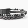 Bracelet Jourdan Cuir De Vache Gris Hématite Pierre De Lave