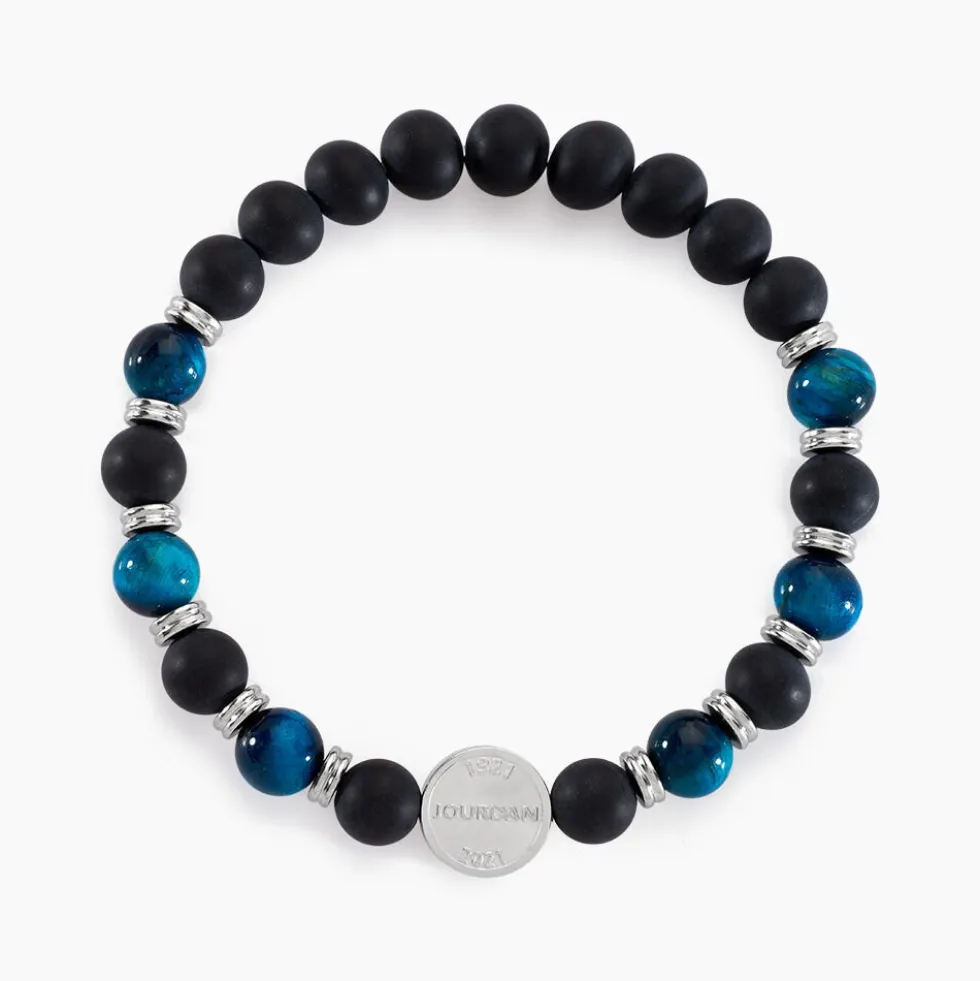 Bracelet Jourdan Homme 1921 Acier Blanc œil De Tigre Onyx