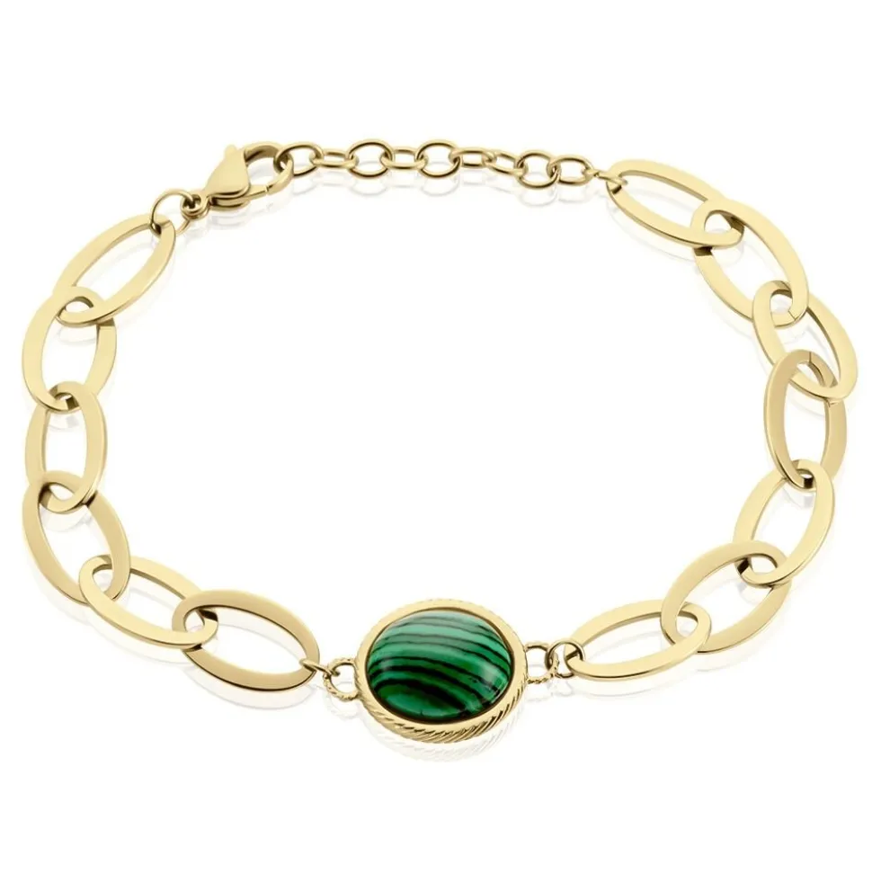Bracelet Julyan Acier Doré Malachite