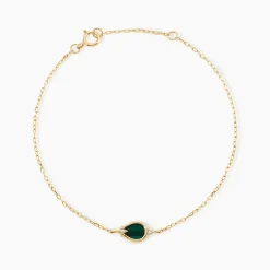 Bracelet Luminea Or Jaune Malachite Oxyde De Zirconium