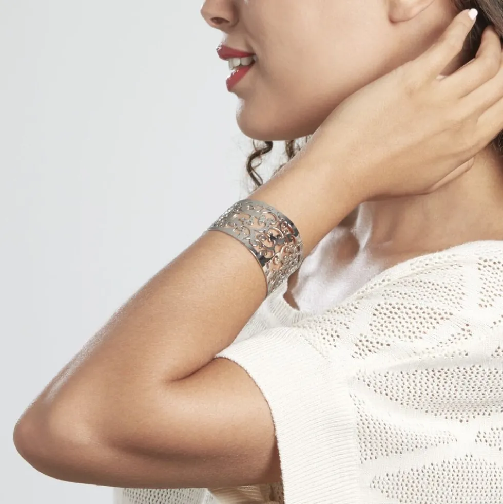 Bracelet Manchette Xaverine Acier Blanc