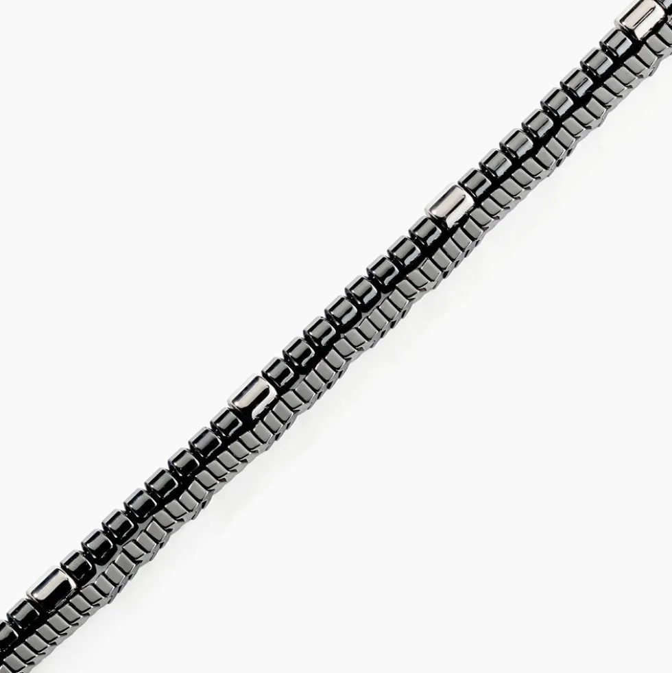 Bracelet Naturel Acier Blanc Hématite