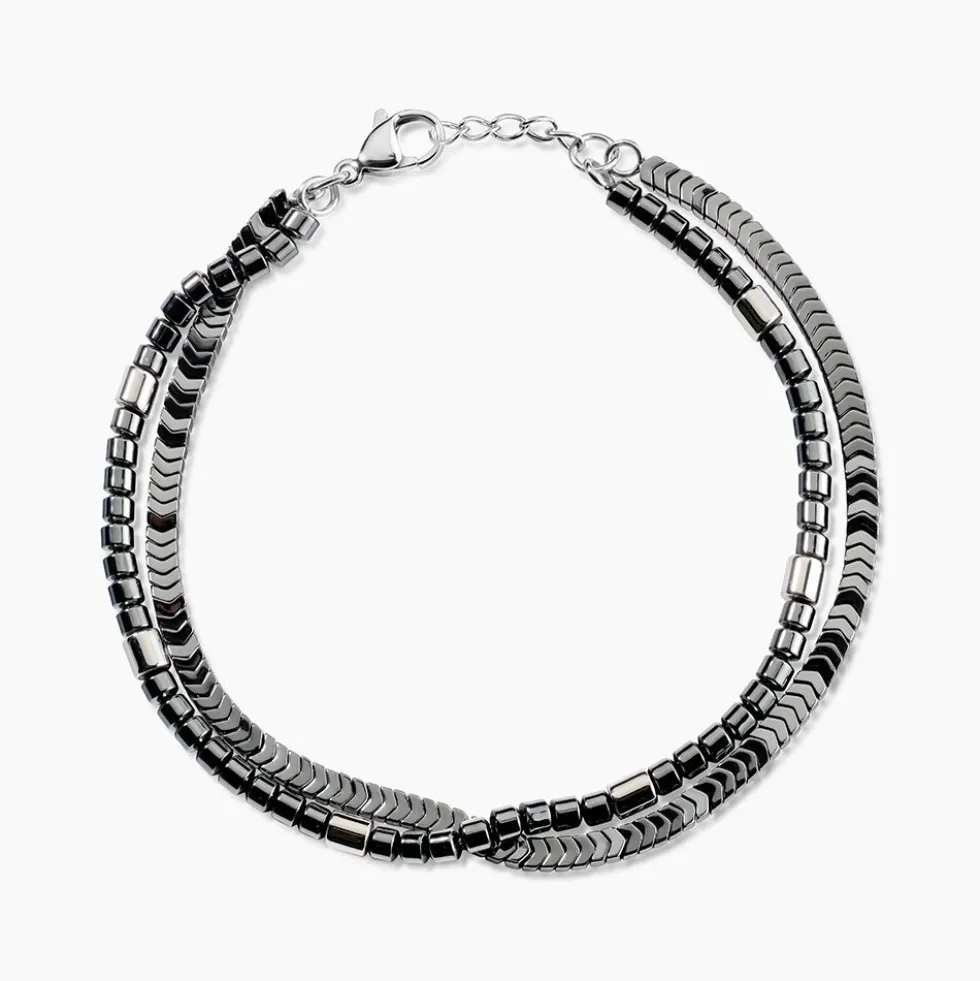 Bracelet Naturel Acier Blanc Hématite