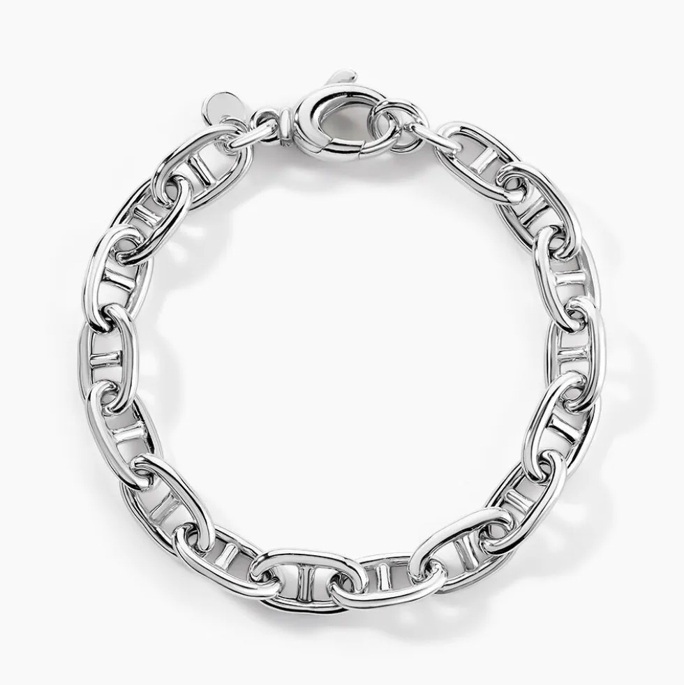 Bracelet Nazima Maille Marine Argent Blanc