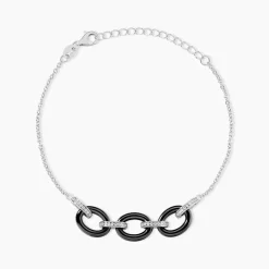 Bracelet Nowell Argent Blanc Oxyde De Zirconium Et Céramique