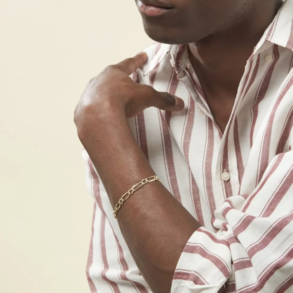 Bracelet Ophelio Maille Alternee 1/1 Or Jaune