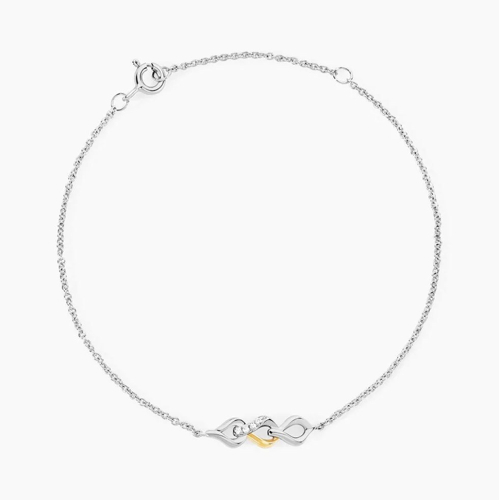 Bracelet Or Jaune Argent Blanc Oxyde De Zirconium