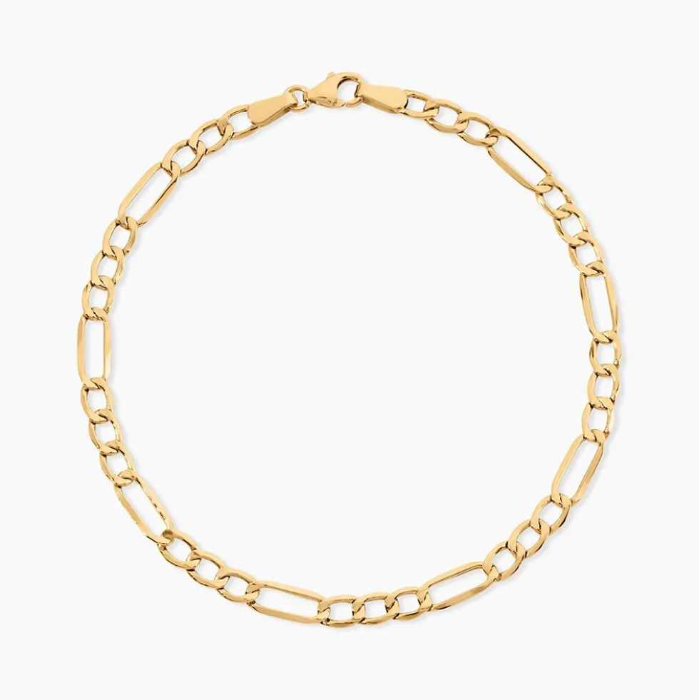 Bracelet Or Jaune Maille Alternée 1/3