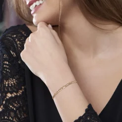 Bracelet Or Jaune Maille Alternée 1/3