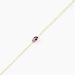 Bracelet Ovale Or Jaune Améthyste