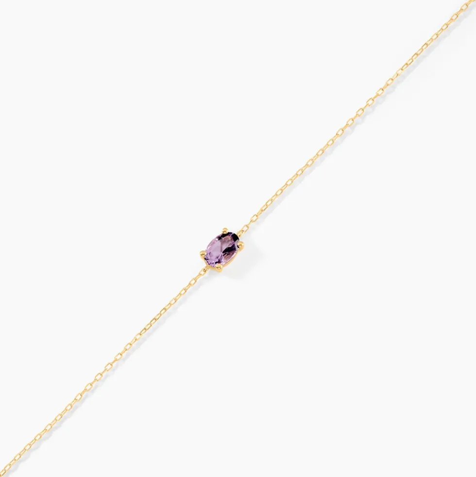 Bracelet Ovale Or Jaune Améthyste